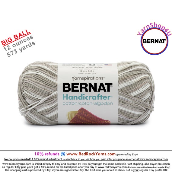 GREIGE OMBRE 12oz 573 Yards Bernat Handicrafter Big Ball 100 Cotton Yarn. gray Beige Greige Item 16203434041 Etsy
