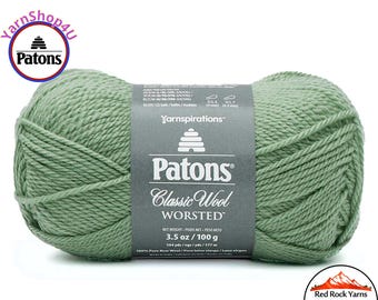 BASIL - Patons Classic Wool Worsted Yarn Medium Weight (4). 100% wool yarn. 3.5oz | 194 yards (100g | 177m)