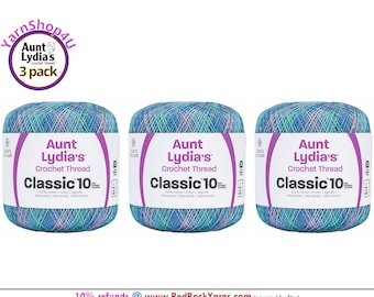 OCEAN 3 Pack! Aunt Lydia's Classic 10 Crochet Thread. 300yds. Item #154-0995