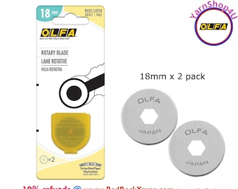 2 Pack! 18mm OLFA® Rotary Blades. 2 per package. Stainless Steel Olfa® Rotary Cutting Blade. Premium quality, sharpness & edge. #RB18-2