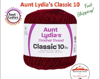 BURGUNDY - Aunt Lydia's Classic 10 Crochet Thread. 350yds. Item #154-0492