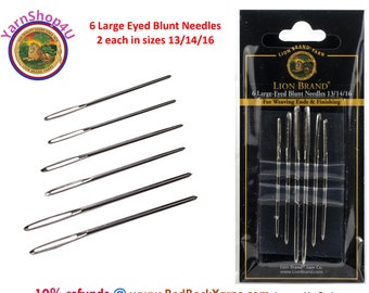 Large Eyed Blunt Yarn Needles. 6 per package 2 of each size (13/14/16) For Weaving knitting and crochet Ends and finishing work. #5002