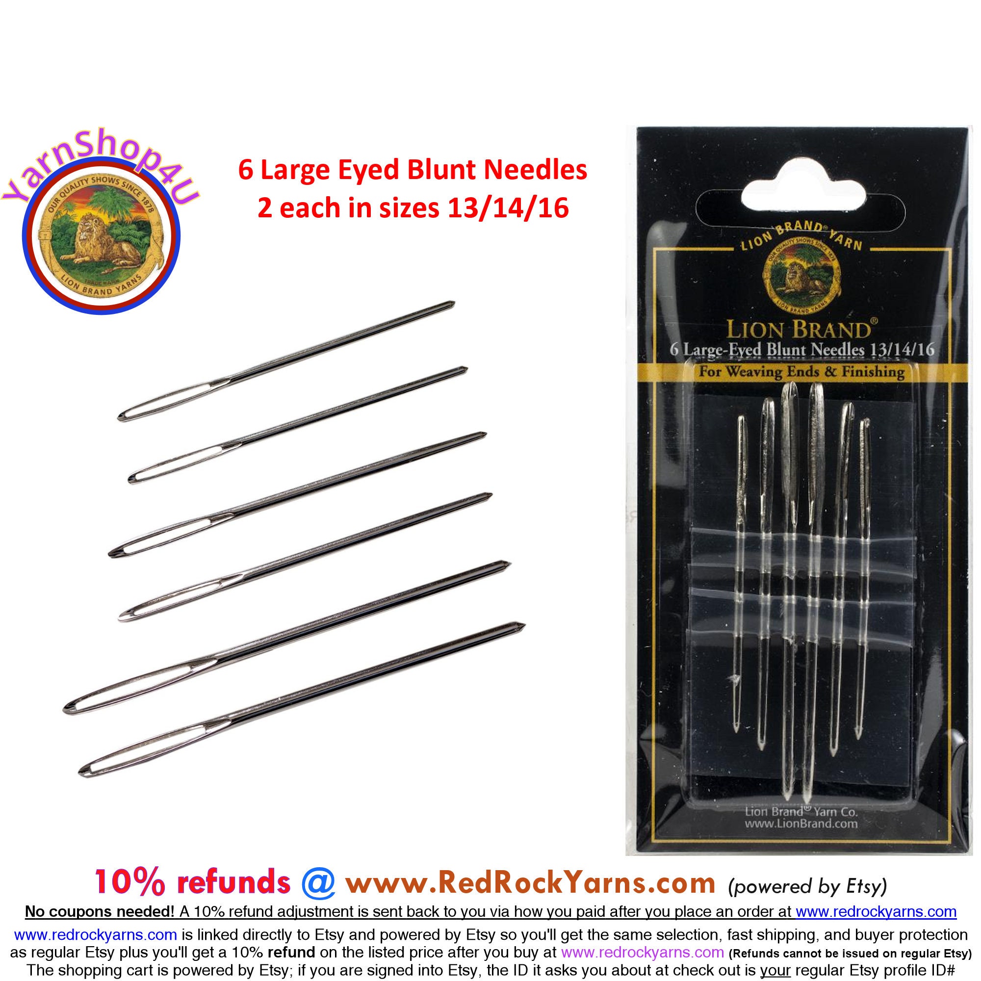 Lion Brand Large-Eyed Blunt Needles - 6/Pkg