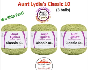 WASABI 3 pack! Aunt Lydia's Classic 10 Crochet Thread. 350yds. Item #154-0397