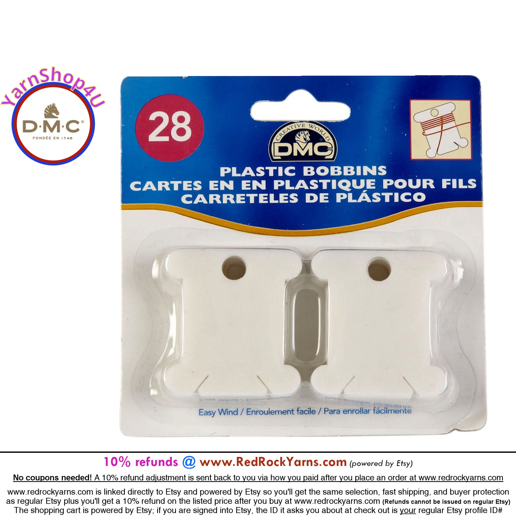 DMC 28/Pkg - Plastic Floss Bobbins