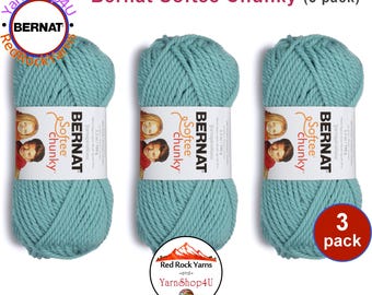 SEAGREEN 3 pack! Bernat Softee Chunky Yarn Super Bulky Yarn. 3.5oz | 108yds | 100% Acrylic Yarn. 3 skeins per pack = Bulk Buy!