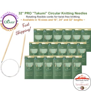 Clover PRO 32 inch Takumi Bamboo Circular Knitting Needles. [32" (80cm)] Bamboo Knitting Needles. (Also sold in 16" and 24" lengths)