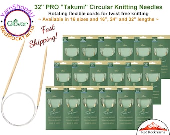 Clover PRO 32 inch Takumi Bamboo Circular Knitting Needles. [32" (80cm)] Bamboo Knitting Needles. (Also sold in 16" and 24" lengths)