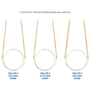 Clover PRO 32 inch Takumi Bamboo Circular Knitting Needles. 32 80cm Bamboo Knitting Needles. Also sold in 16 and 24 cords image 6