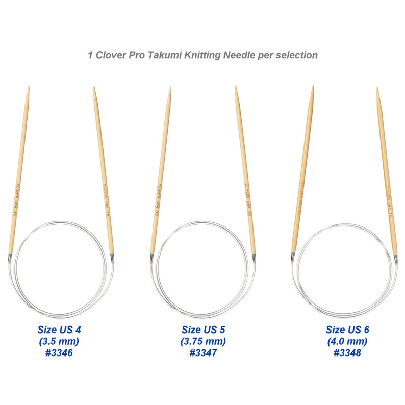 Clover PRO 32 inch Takumi Bamboo Circular Knitting Needles. 32 80cm Bamboo Knitting Needles. Also sold in 16 and 24 cords image 6