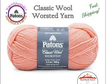 PEACH BLUSH - Patons Classic Wool Worsted Yarn Medium Weight (4). 100% wool yarn. 3.5oz | 194 yards (100g | 177m)