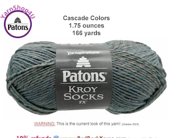 CASCADE COLORS - Patons Kroy Socks FX Yarn is 1.75oz | 166yds Super Fine Weight (1) Sock Yarn. A Blend of 75/25% Wool/Nylon (50g | 152m)