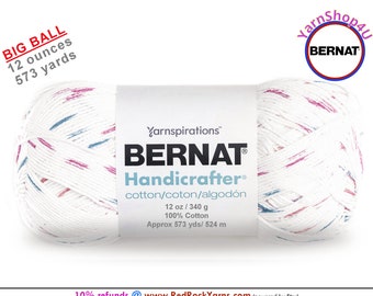 MARBLE PRINT - 12oz | 573 yards! Bernat Handicrafter Big Ball 100% Cotton Yarn. Item 16203433076