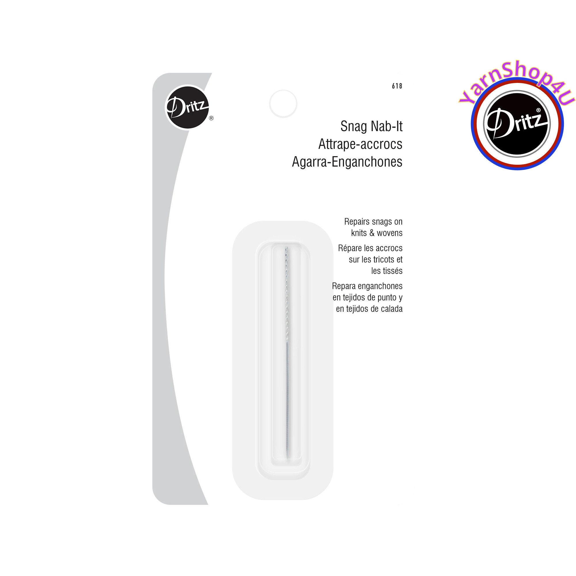 Snag Nab It Dritz Tool by Dritz. get 1 Pack or 2 Use to Fix Snags in Knits  and Wovens. Dritz 618 