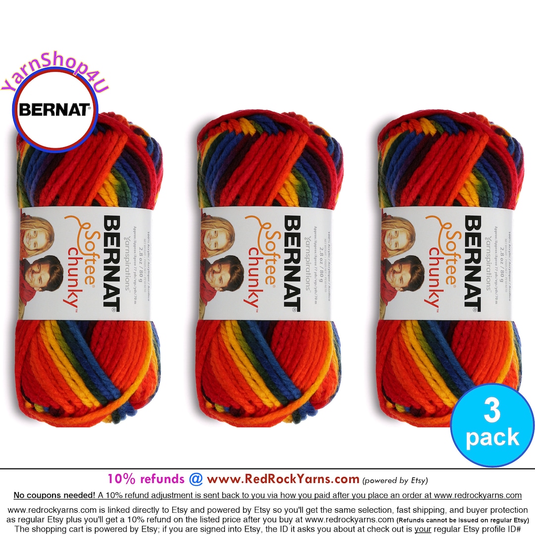 Bernat Softee Chunky Shadow Yarn - 3 Pack of 80g/2.8oz - Acrylic - 6 Super  Bulky - 77 Yards - Knitting, Crocheting & Crafts