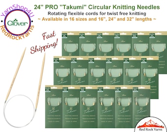 Clover PRO 24 inch Takumi Bamboo Circular Knitting Needles. [24"(60cm)] Bamboo Knitting Needles. (Also sold in 16" and 32" lengths)