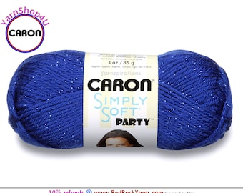 ROYAL SPARKLE - Caron Simply Soft Party! 3 oz / 164 yds (85 g / 150 m) 99% Acrylic, 1 percent Metallic (3 ounce / 164 yards) Color #0005