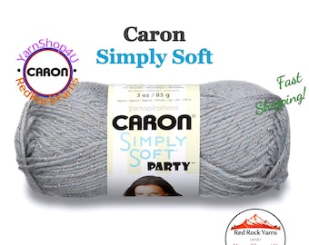 SILVER SPARKLE - Caron Simply Soft Party! 3 oz / 164 yds (85 g / 150 m) 99% Acrylic, 1 percent Metallic (3 ounce / 164 yards) Color #0008