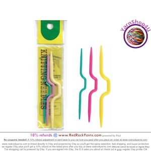 3 Cable Stitch Holders. 3 sizes. Length in inches = ~ 3.75, 4, 4.25. Hard Plastic Cable Holder, stitch holder for knit or crochet, #AE2713