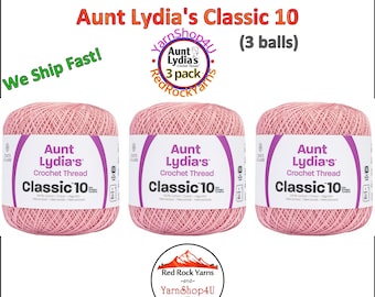 SOFT MAUVE 3 pack! Aunt Lydia's Classic 10 Crochet Thread. 350yds. Item #154-1040