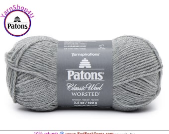 GRAY MIX - Patons Classic Wool Worsted Yarn Medium Weight (4). 100% wool yarn. 3.5oz | 194 yards (100g | 177m)