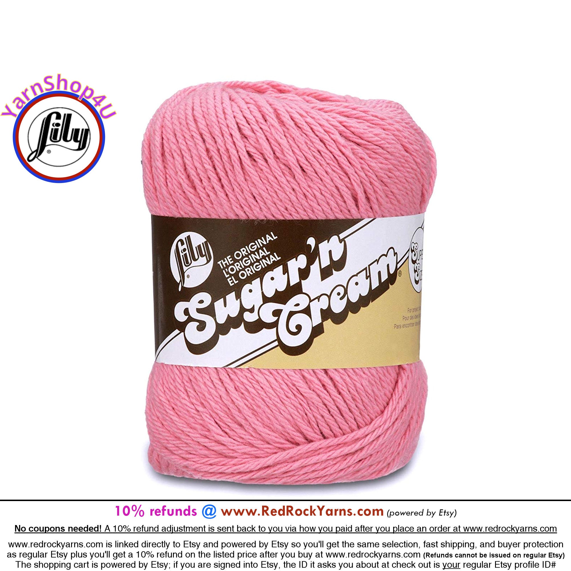 THREE Lily Sugar 'n And Cream HOT PINK Cotton yarn ~ TWO- 2.5 oz. / ONE 4  oz.