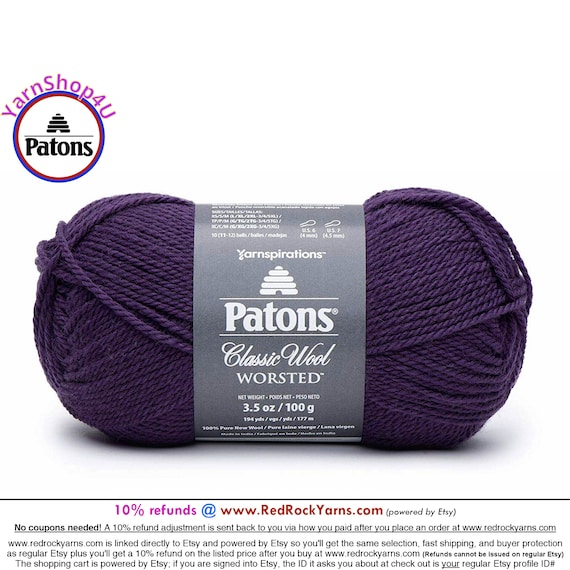 PURPLE NIGHT Patons Classic Wool Worsted Yarn Medium Weight 4. 100% Wool  Yarn. 3.5oz 194 Yards 100g 177m 