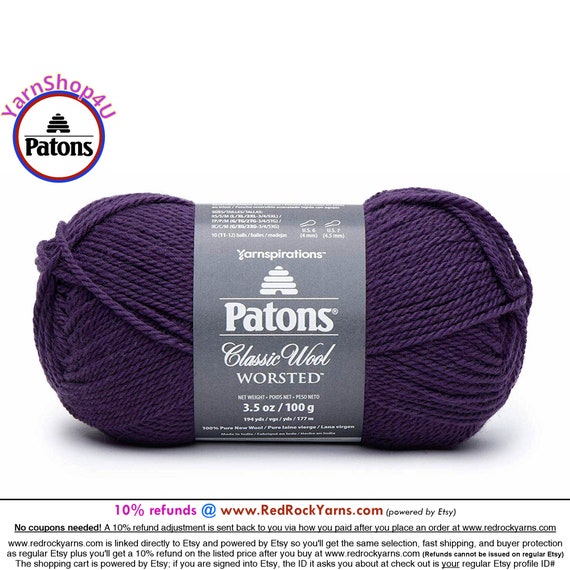 PURPLE NIGHT Patons Classic Wool Worsted Yarn Medium Weight 4. 100% Wool  Yarn. 3.5oz 194 Yards 100g 177m 