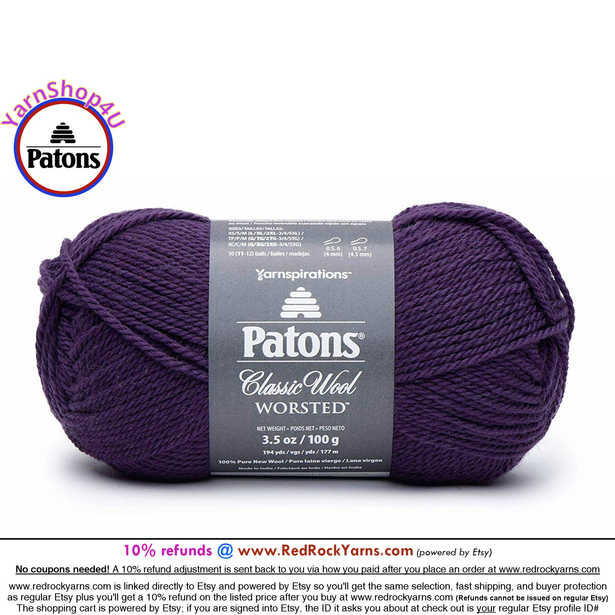 Pure 100% Cotton Crochet Yarn - 30 Colors - 50g Skeins - #4 Worsted Medium  Wt