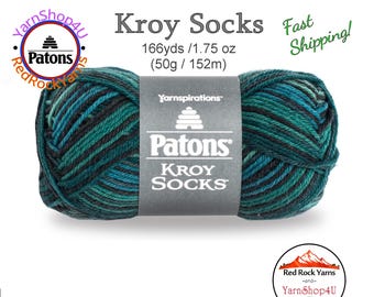 TURQUOISE STRIPES - Patons Kroy Socks Yarn is 1.75oz | 166yds Super Fine Weight (1) Sock Yarn. A Blend of 75/25% Wool/Nylon (50g | 152m)