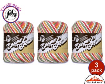 MANGO MADNESS 3 Pack! 2oz | 95yds. Lily Sugar N Cream The Original 100% Cotton Yarn. 2 ounces / 95 yards ea. 3 skeins Bulk Buy!