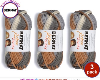 STILLNESS 3 pack! Bernat Softee Chunky Super Bulky Yarn. 2.8oz | 74yds | 100% Acrylic Yarn. 3 skeins per pack = Bulk Buy!