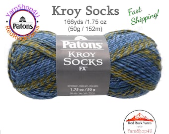 DEEP SEA Colors - Patons Kroy Socks FX Yarn is 1.75oz | 166yds Super Fine Weight (1) Sock Yarn. 75/25% Wool/Nylon (50g | 152m)