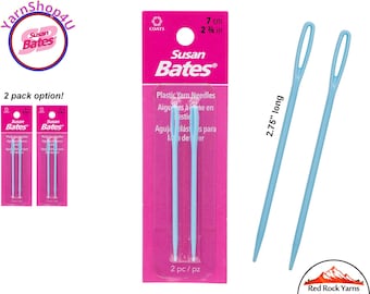 Susan Bates Plastic Yarn Needles, 2.75 Inches. 2 per Pack. Regular size Blue Plastic Yarn needle. Lightweight Durable. (1 pack or 2) #14082