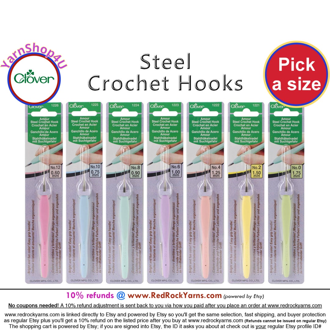 Clover Soft Touch Steel Crochet Hook Size 6 1.00mm by Clover