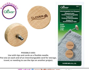 Interchangeable Cord Stoppers 2 per package. For use with Clover interchangeable cords. Clover SKU 3651