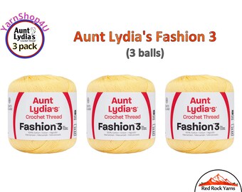 MAIZE Fashion 3 Size Aunt Lydia Crochet Thread. One 3 Pack of Aunt Lydia's Fashion 3 Crochet Thread. 3 balls/150yds each. Item #182.0243