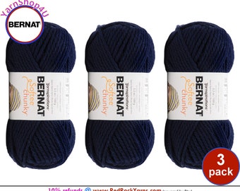 NAVY NIGHT 3 pack! Bernat Softee Chunky Yarn Super Bulky Yarn. 3.5oz | 108yds | 100% Acrylic Yarn. 3 skeins per pack = Bulk Buy!