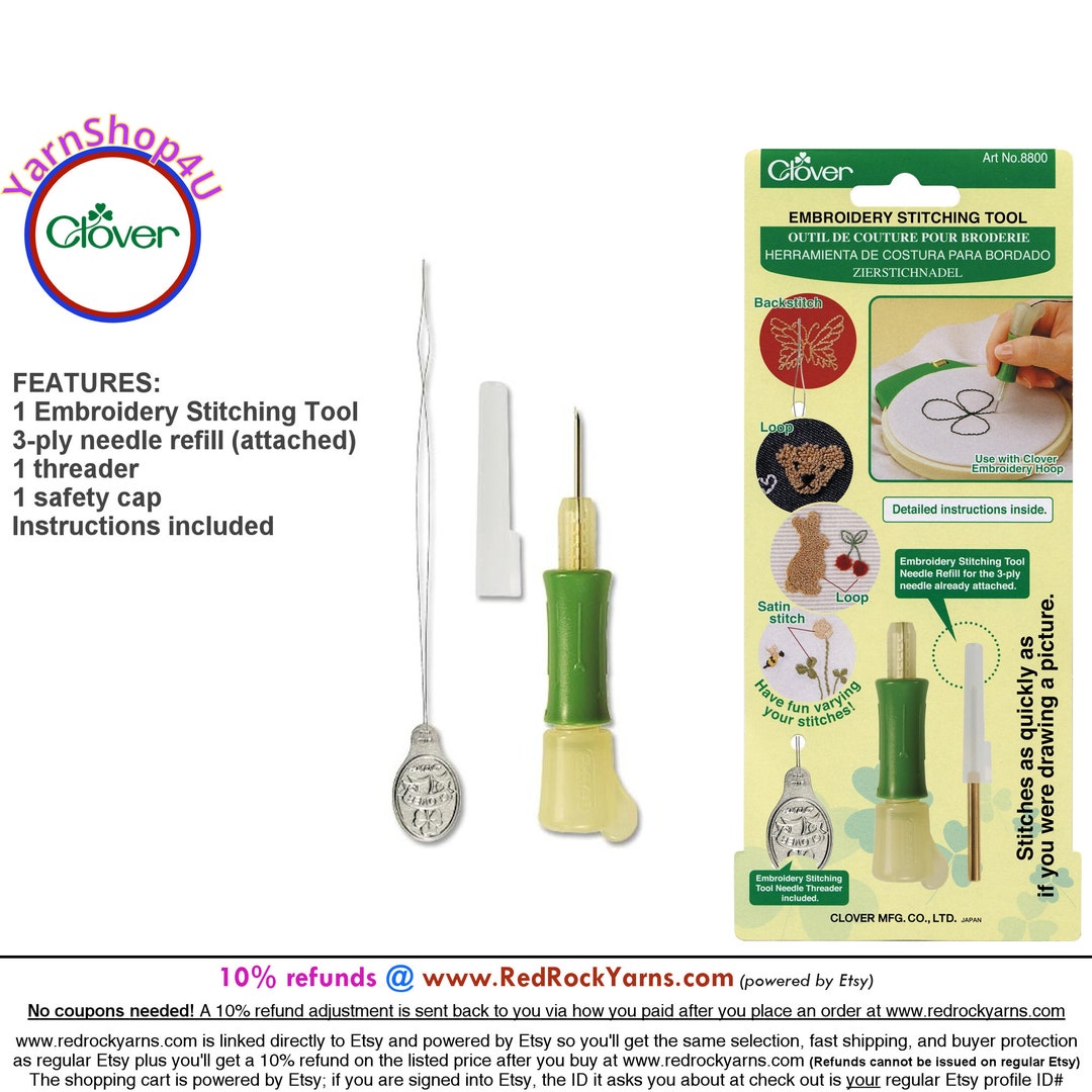 Clover Embroidery Stitching & Punch Needle Tool Needle Threader