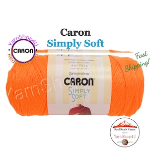 NEON ORANGE - Caron Simply Soft 6oz / 315yds (170g / 288m) 100% Acrylic yarn. Item H970039774