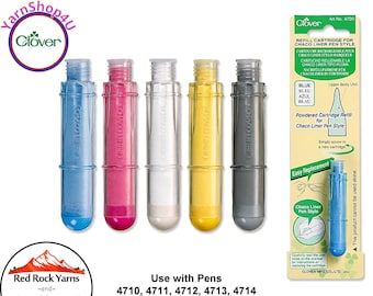 Clover REFILL Cartridge for Chaco Liner PEN STYLE chalk marker. Blue, Pink, White, Yellow, Silver. #4720, #4721, #4722, #4723, #4724