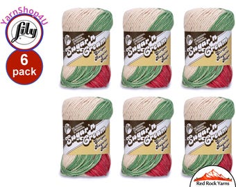 HOLIDAY STRIPES 6 Pack! 2oz/95yds each. Lily Sugar N Cream Stripes. Original 100% Cotton Yarn. 2 ounces / 95 yards. Self Striping. Bulk Buy!