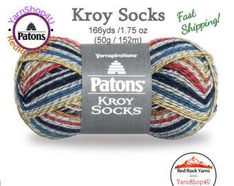 BLUE STRIPED RAGG - Patons Kroy Socks Yarn is 1.75oz | 166yds Super Fine Weight (1) Sock Yarn. A Blend of 75/25% Wool/Nylon (50g | 152m)