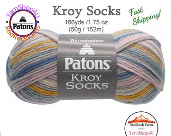 SIDEWALK CHALK STRIPES - Patons Kroy Socks Yarn is 1.75oz | 166yds Super Fine Weight (1) Sock Yarn. Blend of 75/25% Wool/Nylon (50g | 152m)