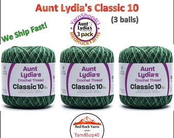 SPRING GREENS 3 pack! Aunt Lydia's Classic 10 Crochet Thread. 300yds. Item #154-0885