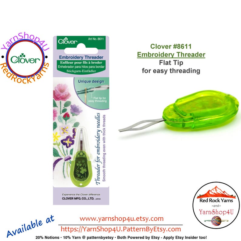 Clover Embroidery Threader with a flat tip. SKU 8611 Bild 1
