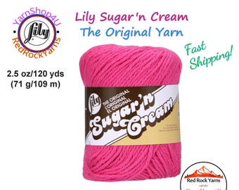 HOT PINK - 2.5oz | 120yd The Original Lily Sugar N Cream 100% Cotton Yarn (2.5 ounce / 120 yards)
