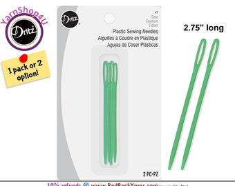Plastic Yarn Needles. 2 per package. For mesh canvas and sewing in yarn ends. They are 2.75" long. Dritz #47