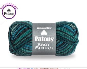 TURQUOISE STRIPES - Patons Kroy Socks Yarn is 1.75oz | 166yds Super Fine Weight (1) Sock Yarn. A Blend of 75/25% Wool/Nylon (50g | 152m)