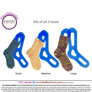 SOCK BLOCKERS Value Set! Knitter's Pride in all 3 sizes: Small, Medium, and Large. Durable Acrylic Sock Blocker Form Set for wet blocking